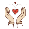 Manos con un corazón en el centro